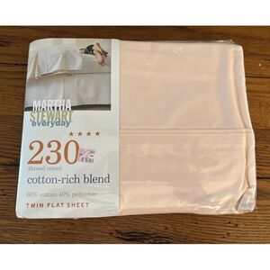 Martha Stewart Everyday Twin Flat Sheet 230‎ Thread Count Shell Pink  NEW SEALED